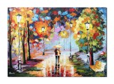 Tablou dormitor 3D indragostiti pictat manual, Impreuna pentru totdeauna, 70x50cm ulei pe panza in cutit, Leonard Covaci