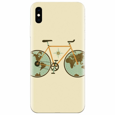 Husa silicon pentru Apple Iphone X, Retro Bicycle Illustration foto