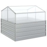 Strat inaltat cu sera de gradina, argintiu, 100x100x85 cm