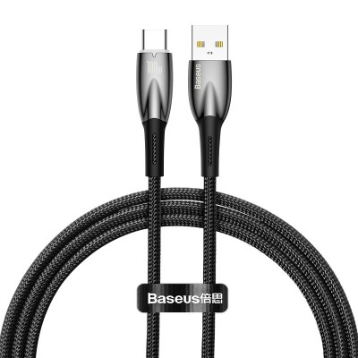 CABLU alimentare si date Baseus Glimmer, Fast Charging Data Cable pt. smartphone, USB la USB Type-C 100W, 1m, negru &amp;quot;CADH000401&amp;quot; (timbru verde 0.08 le foto