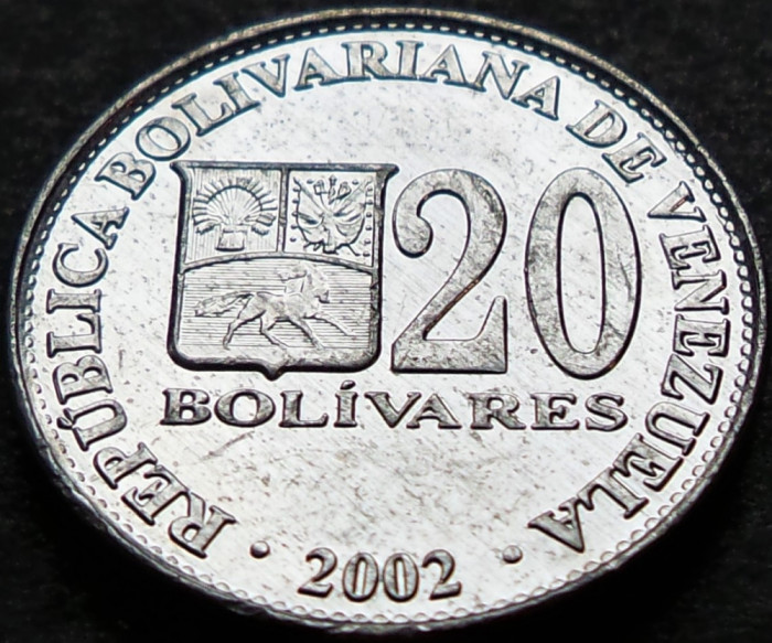 Moneda exotica 20 BOLIVARES - VENEZUELA, anul 2002 * cod 117