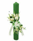 Lumanare pentru cununie botez, 42 cm, cu flori criogenate si plante naturale uscate (personalizabila cromatic si cu text)