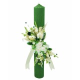 Lumanare pentru cununie botez, 42 cm, cu flori criogenate si plante naturale uscate (personalizabila cromatic si cu text)
