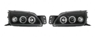 Set faruri tuning Mazda 121; 01.2000-12.2002; Ford Fiesta 09.1999-12.2001 Stanga+Dreapta, tip bec H1+H1, culoare negru, tip bec pozitie fibra optica foto