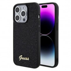 Husa Guess PU Square Mirror Script Logo pentru iPhone 15 Pro Black foto