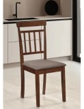 Scaun de living si bucatarie din lemn masiv Hudson, tapiterie stofa, lacuit,120 kg, 94x50x42 cm, nuc/maro