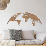 Decoratiune de perete Metal World Map Large2, Cupru, 59x1x150 cm