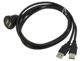 Cablu USB 2.0 A soclu x2, mufă x2, 1m, negru, 28AWG - DELOCK