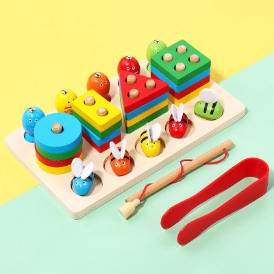 Jucarie Montessori din Lemn, Flippy, Tip Constructie, Multicolor foto