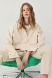 Medicine jachetă bomber din bumbac femei, culoarea bej, de tranzitie, oversize