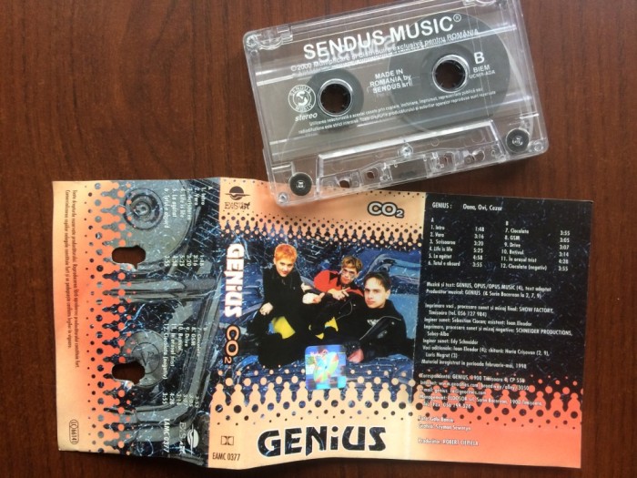 Genius CO2 album 1998 caseta audio muzica dance house euro pop East &amp; Art records romania EAMC 0378