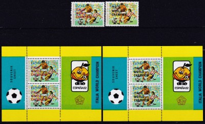 DB1 Fotbal Indonezia Supratipare Rosu + Negru CM 1982 Spania 2 v. + 2 x SS MNH foto