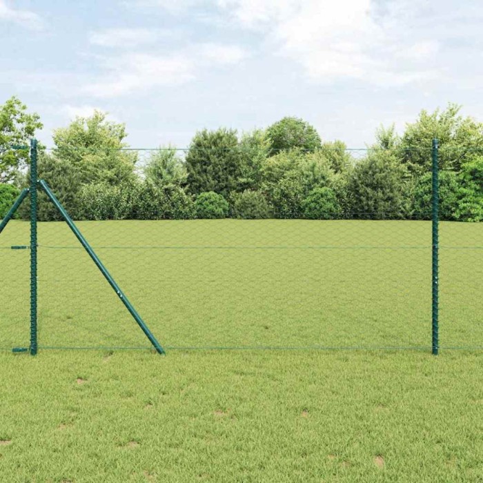 Ingradire cu stalpi Verde 1.4 x 10 m otel acoperit cu PVC