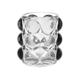 Suport Lumanare din sticla cu Buline, Transparent/Negru, 6.5x9.3 cm, ATU-087073, Oem