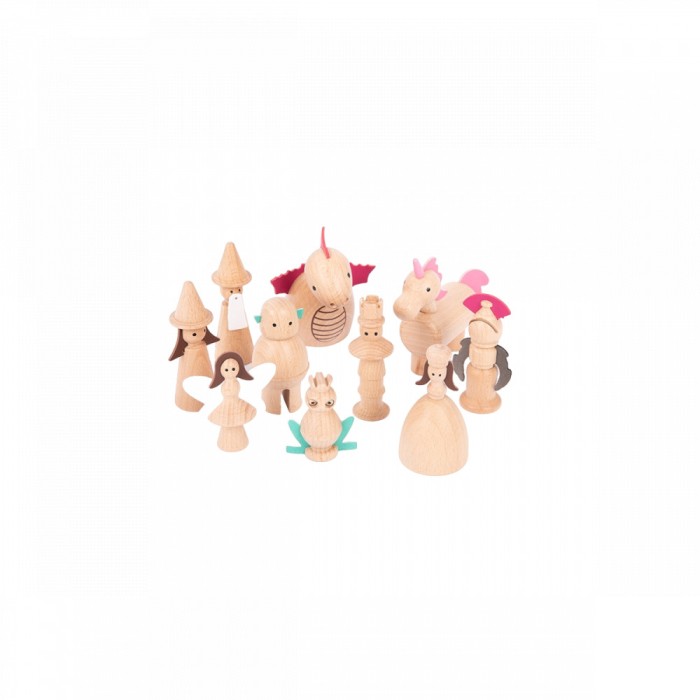 Set 10 figurine din lemn Lumea Basmelor
