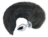 Dop anal cu coada Black &amp; White Fox Tail Marime S