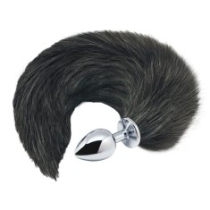 Dop anal cu coada Black &amp; White Fox Tail Marime S
