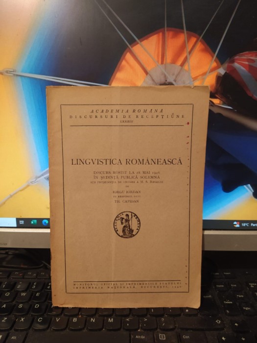 Iorgu Iordan, Lingvistica rom&acirc;nească, cu răspunsul lui Th. Capidan, 1946, 182