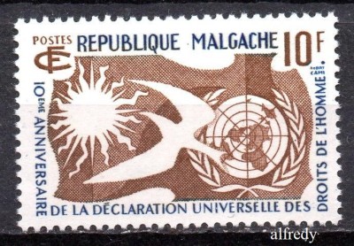 Madagascar 1958, Aniversari, ONU, Declaratia, MNH foto