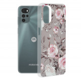 Techsuit - Marble Series - Motorola Moto G22,gri cu flori