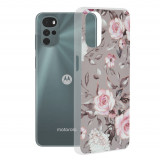 Techsuit - Marble Series - Motorola Moto G22,gri cu flori