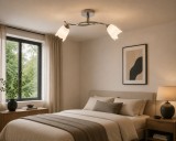 Lustra Silvia Crom si Alb 60W Corp Iluminat Modern cu 2 Surse Sticla pentru Living sau Dormitor Design Elegant Metalic pentru Design Interior, Erste