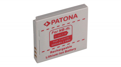 CANON NB-4L NB4L NB4L NB4L, Ixus 30,40,50,55,55,60,60,65,70,75,80 Baterie Li-Ion 600mAh / 3.7V / 2.2Wh - Patona foto