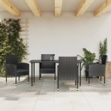 VidaXL Set mobilier de grădină, 5 piese, negru, poliratan și oțel 3203340