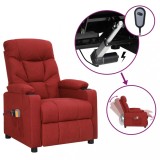 VidaXL Fotoliu de masaj electric rabatabil, roșu vin, textil