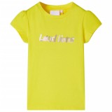 Tricou pentru copii cu m&acirc;neci lungi, galben aprins, 104