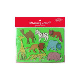 Sablon Desen Jungla DACO, 25x20 cm, Sablon Ideal pentru Trasarea Desenelor cu Animale, Plastic, Verde, Sablon pentru Desenarea Animalelor, Sablon Form