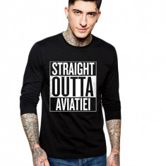 Bluza barbati neagra - Straight Outta Aviatiei - XL