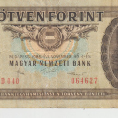 M1 - Bancnota foarte veche - Ungaria - 50 forint - 1986