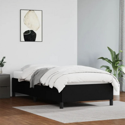 vidaXL Cadru de pat, negru, 90x190 cm, piele ecologică 347221 foto