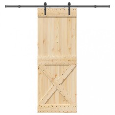 vidaXL Ușă glisantă cu set de feronerie 85x210 cm, lemn masiv de pin foto