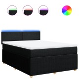 Cumpara ieftin Pat box spring cu saltea, negru, 140x200 cm, textil