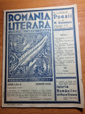 romania literara aprilie 1930-anul 1.nr. 2- agarbiceanu,poezii mihai eminescu foto