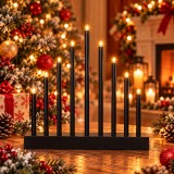Sfesnic decorativ Advent cu 9 lumanari LED, negru, pentru interior