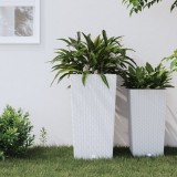 Jardinieră cu interior detașabil, alb, 21 / 49 L, PP ratan