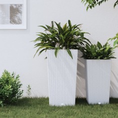 vidaXL Jardiniera cu interior deta?abil, alb, 21 / 49 L, PP ratan foto