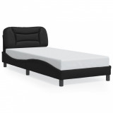 VidaXL Cadru de pat cu lumină LED, negru, 90x190 cm, piele ecologică