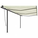 VidaXL Copertină retractabilă manual cu LED, crem, 6x3 m