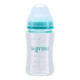 Biberon din sticla, U-Grow, 180 ml, cu 2 tetine extra