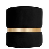 Taburet Ring, fix, rotund, material textil, negru + auriu, 38 x 38 x 40 cm