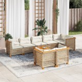 Gossi set canapele de gradina, 9 piese, cu perne, bej, poliratan