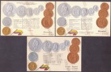 4195 - ECUADOR, Carti Postale EMBOSATE cu monede - 5 buc. diferite