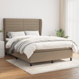 Cumpara ieftin Pat box spring cu saltea, gri taupe, 140x200 cm, textil