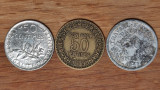 Franta - set istoric WW1-WW2 - 50 centimes 1915 1922 1942 argint cupru aluminiu