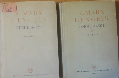 OPERE ALESE: 2 VOL - KARL MARX și FRIEDRICH ENGELS - EDITIA 1952 foto