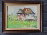 Dumitru Bezem &ndash; &bdquo;Casa țărănească&rdquo; &ndash; tablou ulei, &icirc;nrămat
